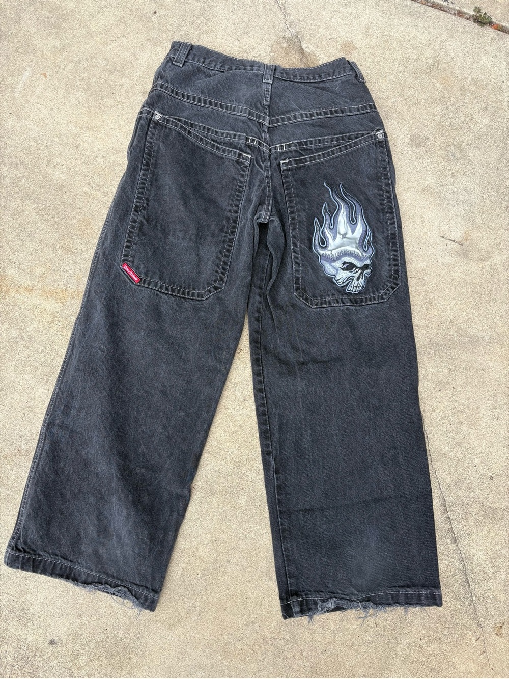 1990s JNCO JEANS wide leg embroidered skull 34x30